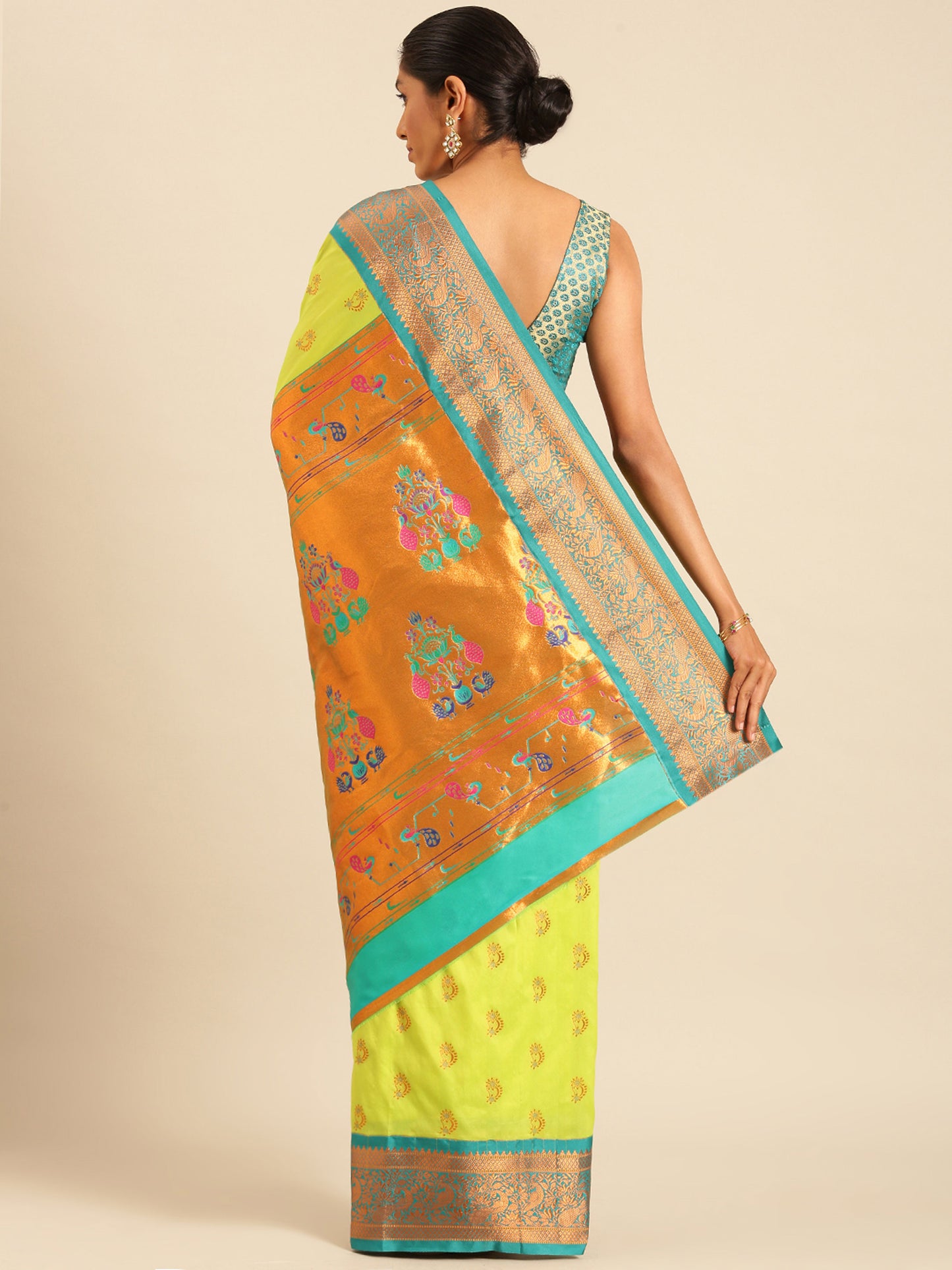 Mhalasa Popati & Rama Soft Silk Peshwai Nath Paithani Saree