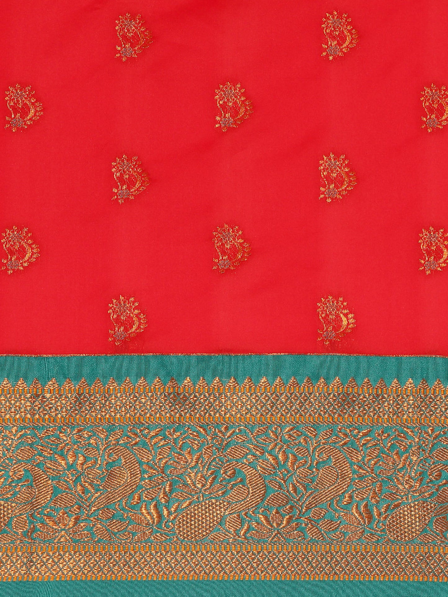 Mhalasa Red & Rama Soft Silk Peshwai Nath Paithani Saree