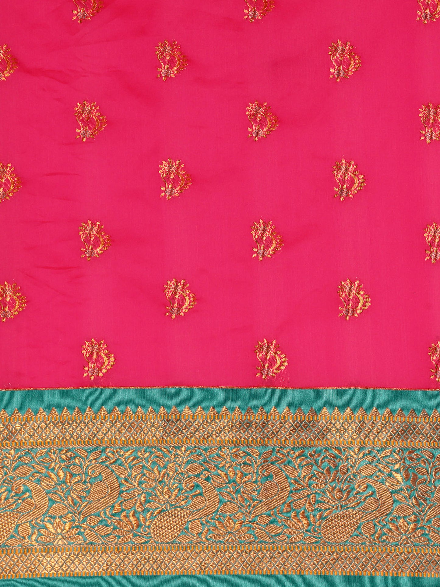 Mhalasa Hot Pink & Rama Soft Silk Peshwai Nath Paithani Saree