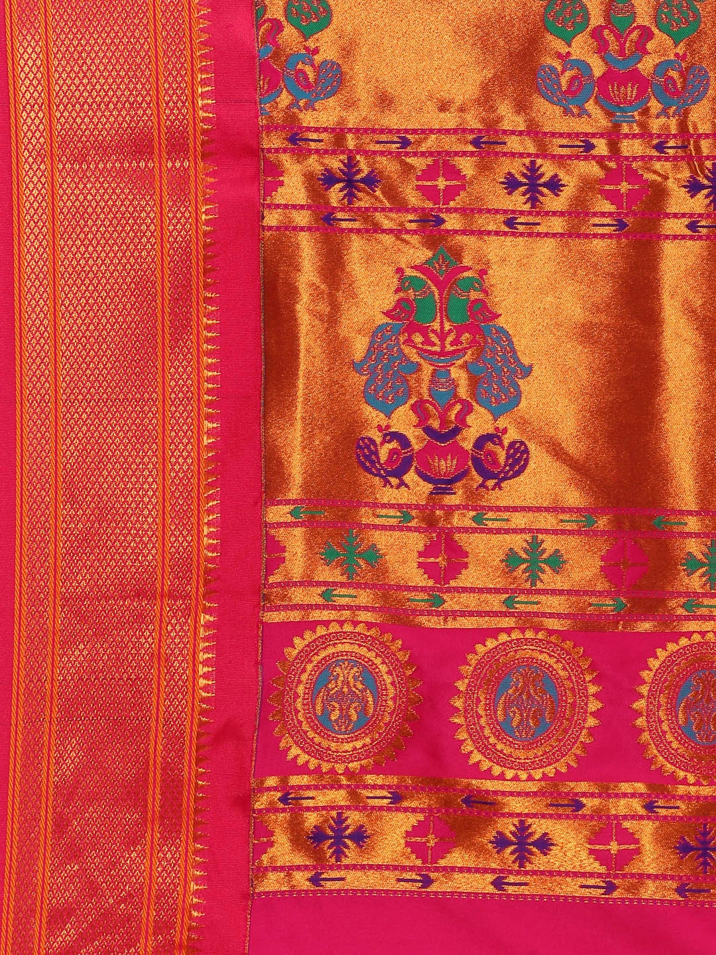 Ahilya Purple & Pink Soft Silk Peshwai Nath Paithani Saree