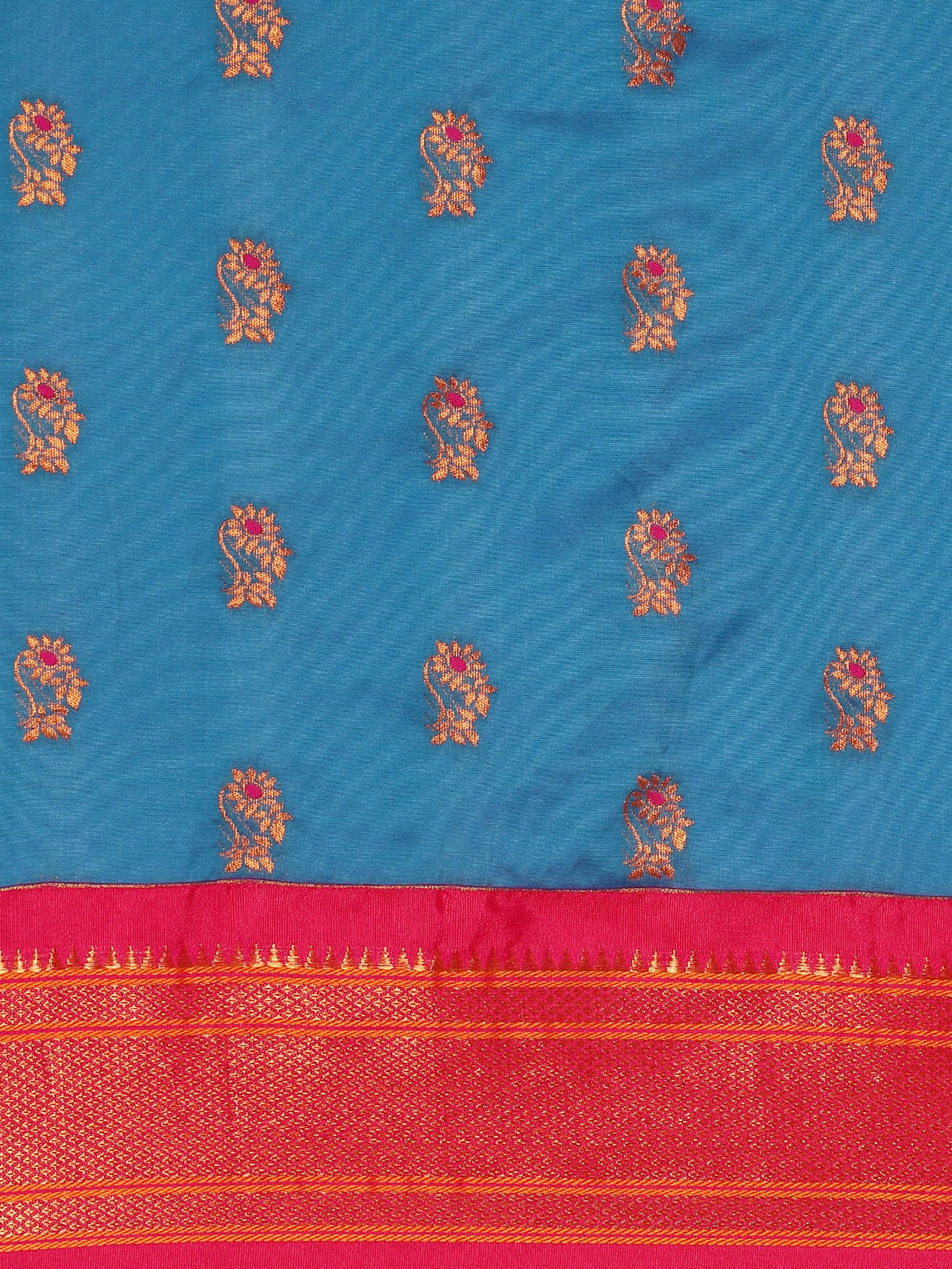 Ahilya Firozi & Pink Soft Silk Peshwai Nath Paithani Saree