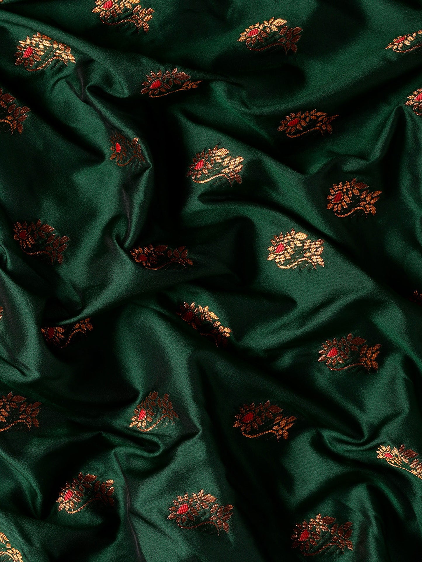 Sonkali Bottle Green & Red Soft Silk Peshwai Nath Paithani Saree