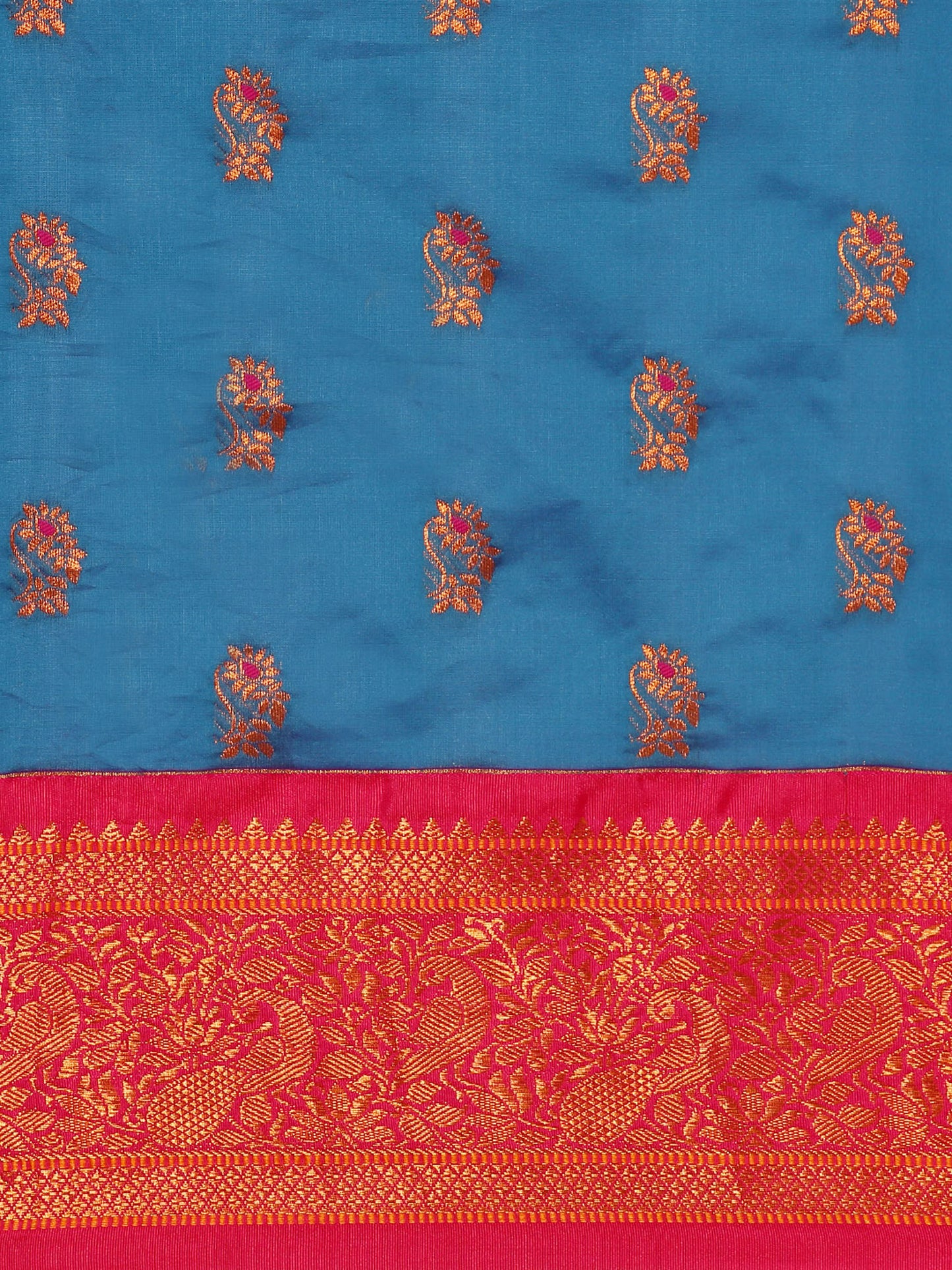 Sonkali Firozi & Pink Soft Silk Peshwai Nath Paithani Saree