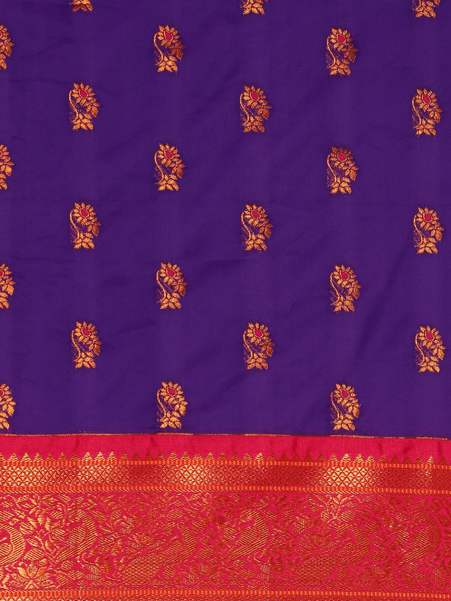 Sonkali Indigo Blue & Pink Soft Silk Peshwai Nath Paithani Saree