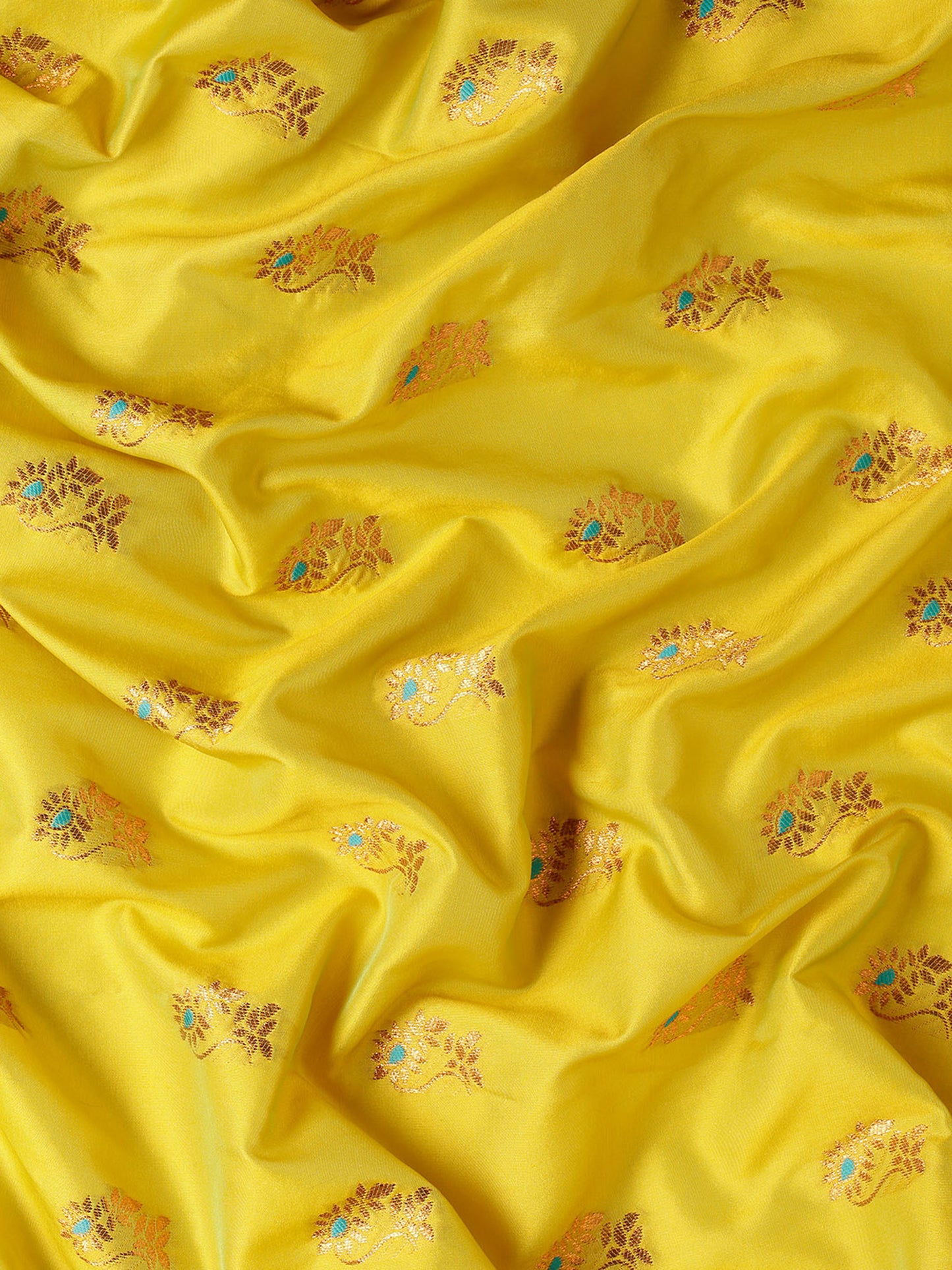 Sonkali Mustard & Rama Soft Silk Peshwai Nath Paithani Saree