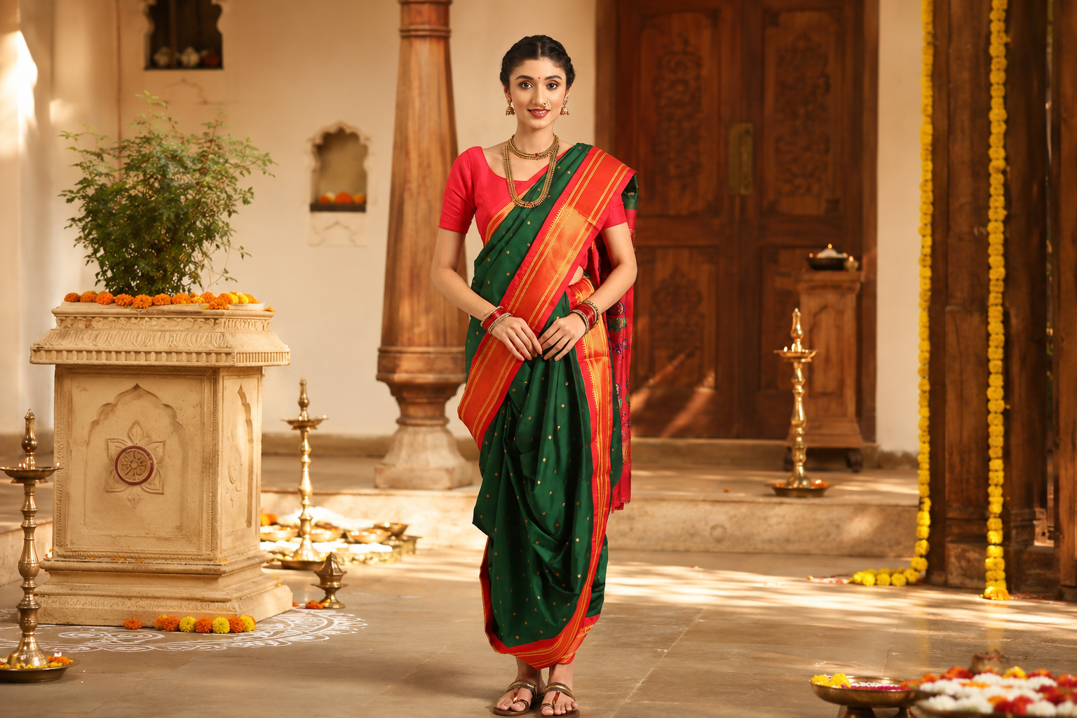 Nauvari Paithani Saree: Complete Guide to Maharashtra’s 9-Yard Traditional Saree