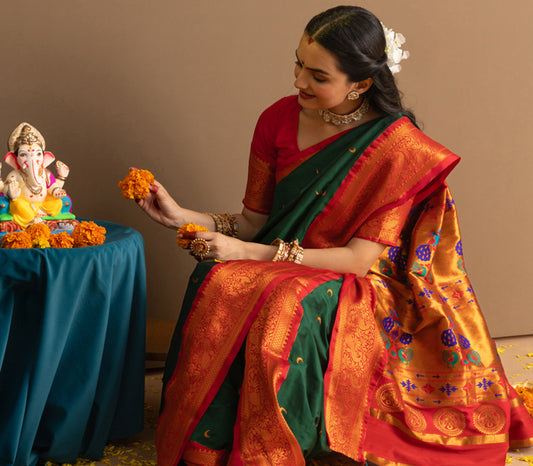 Celebrating Ganesh Chaturthi in Style: Embrace the Marathi Mulgi Look with Varkala Silk Sarees