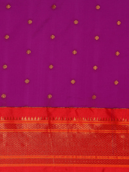 Swamini Purple & Red Soft Silk Maharani Nauvari Paithani Saree