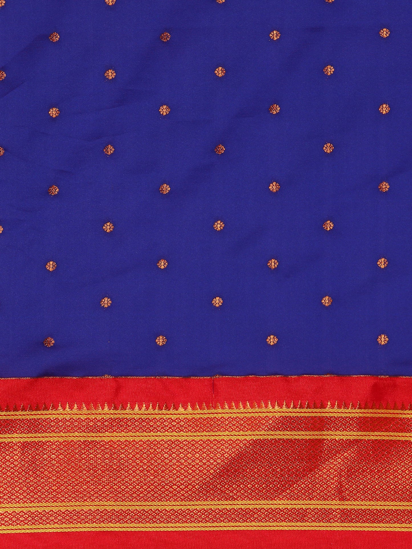 Swamini Royal Blue & Red Soft Silk Maharani Nauvari Paithani Saree