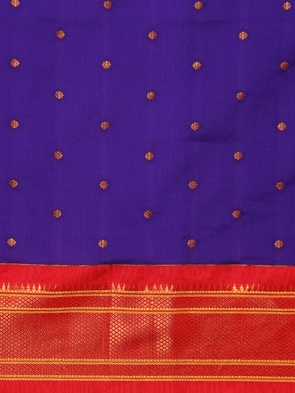 Swamini Indigo Blue & Red Soft Silk Maharani Nauvari Paithani Saree