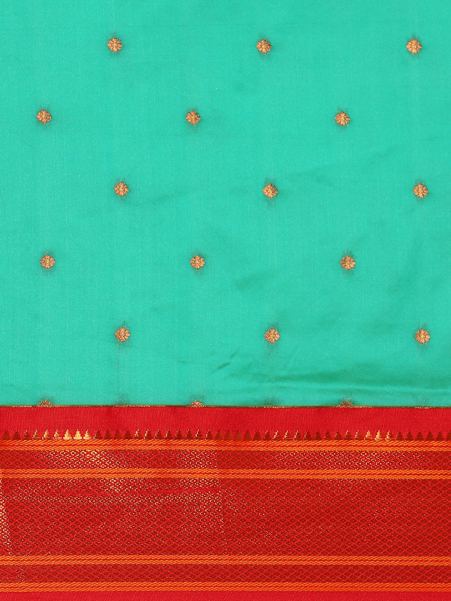 Swamini Sea Green & Red Soft Silk Maharani Nauvari Paithani Saree