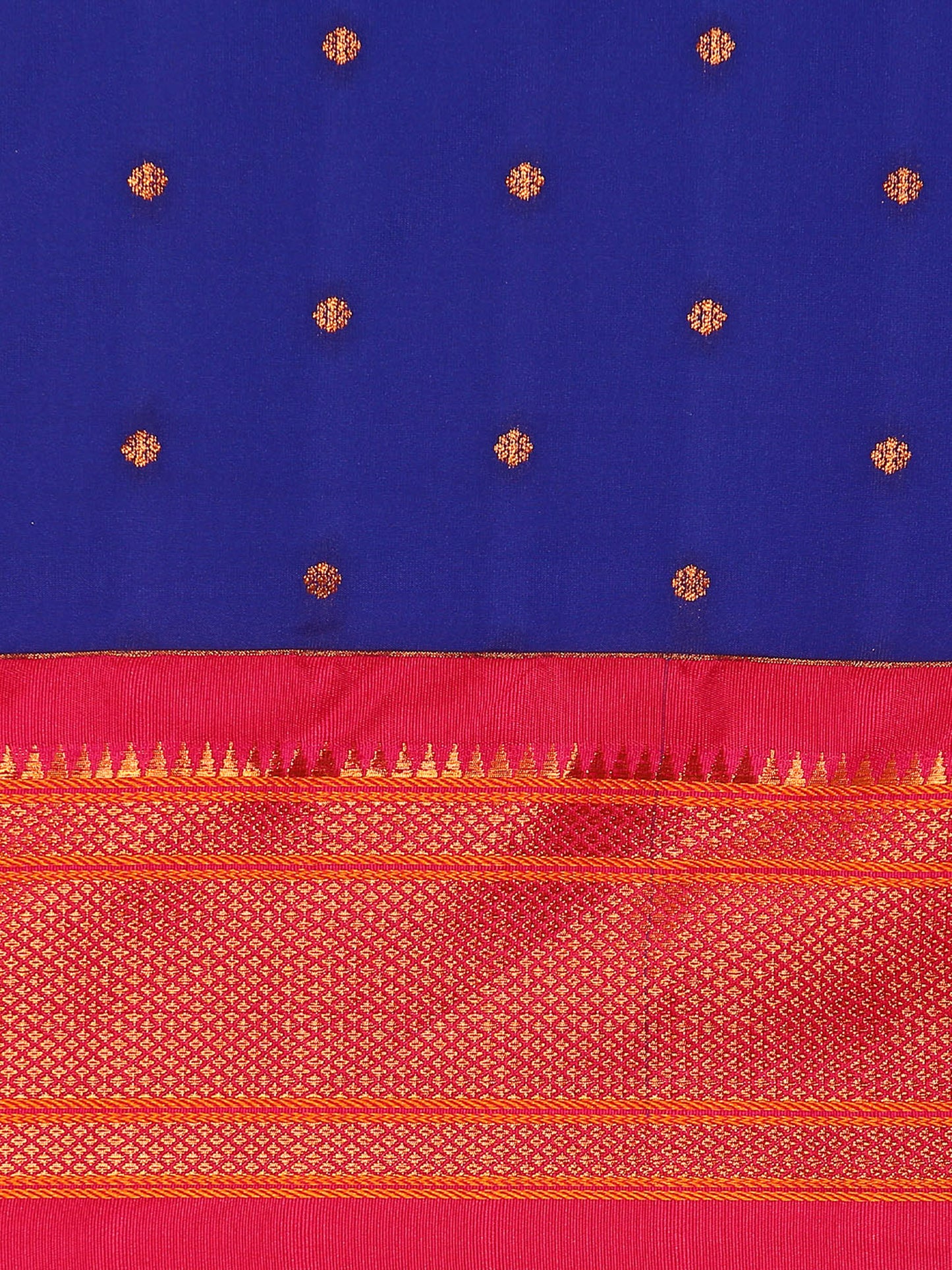 Swamini Royal Blue & Pink Soft Silk Maharani Nauvari Paithani Saree