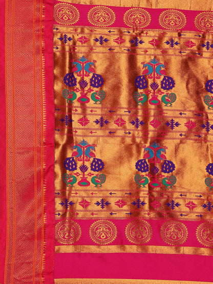 Swamini Royal Blue & Pink Soft Silk Maharani Nauvari Paithani Saree