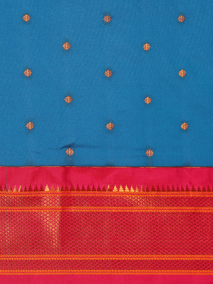 Swamini Firozi & Pink Soft Silk Maharani Nauvari Paithani Saree