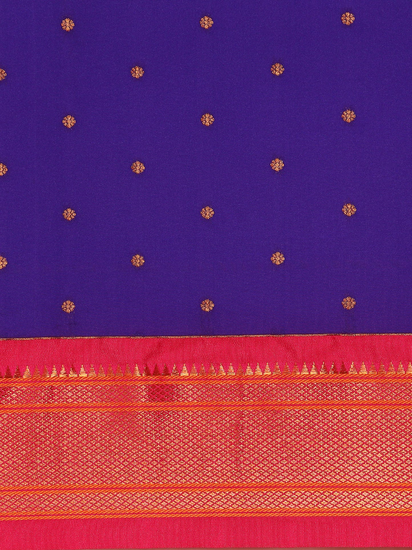 Swamini Indigo Blue & Pink Soft Silk Maharani Nauvari Paithani Saree