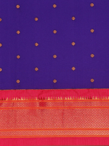 Swamini Indigo Blue & Pink Soft Silk Maharani Nauvari Paithani Saree