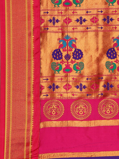 Swamini Rama & Pink Soft Silk Maharani Nauvari Paithani Saree