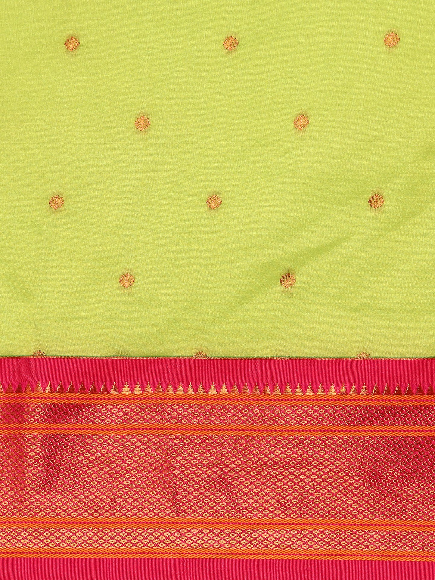 Swamini Parrot Green & Pink Soft Silk Maharani Nauvari Paithani Saree