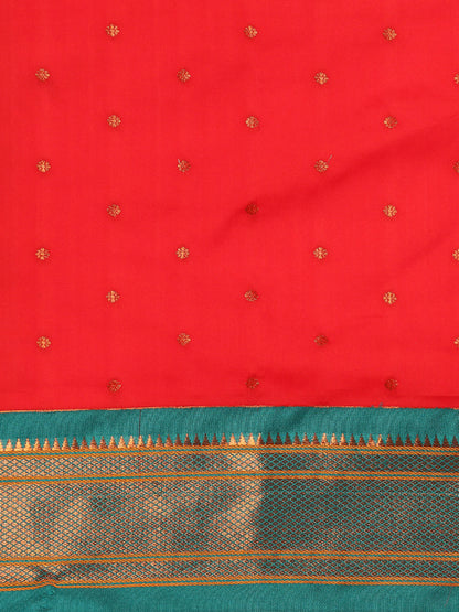 Swamini Red & Rama Soft Silk Maharani Nauvari Paithani Saree