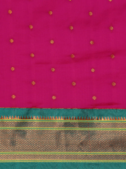 Swamini Magenta & Rama Soft Silk Maharani Nauvari Paithani Saree