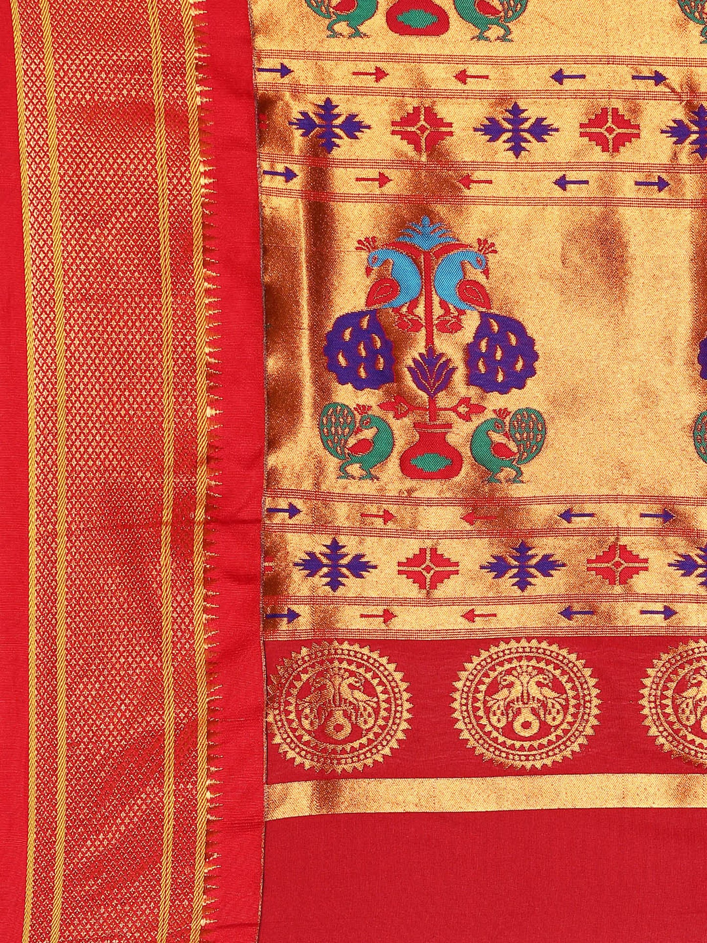 Neha Navy Blue & Red Soft Silk Maharani Paithani Saree