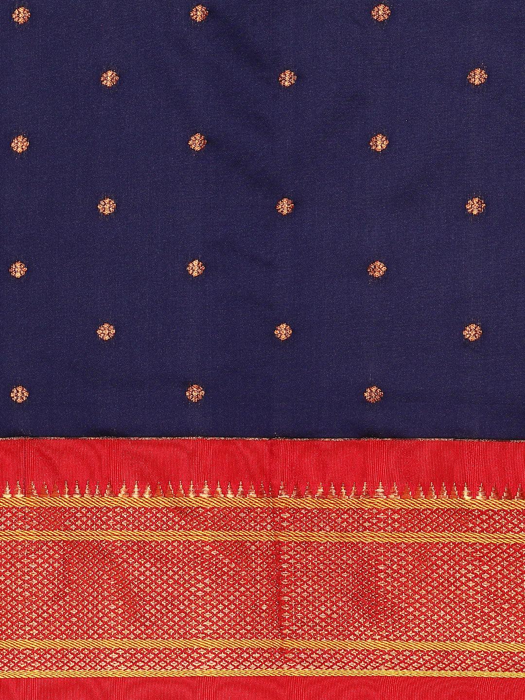            Neha Navy Blue & Red Soft Silk Maharani Paithani Saree     Varkala Silk Sarees