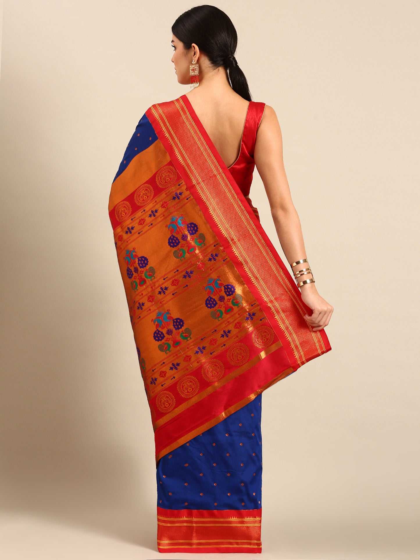 Neha Royal Blue & Red Soft Silk Maharani Paithani Saree