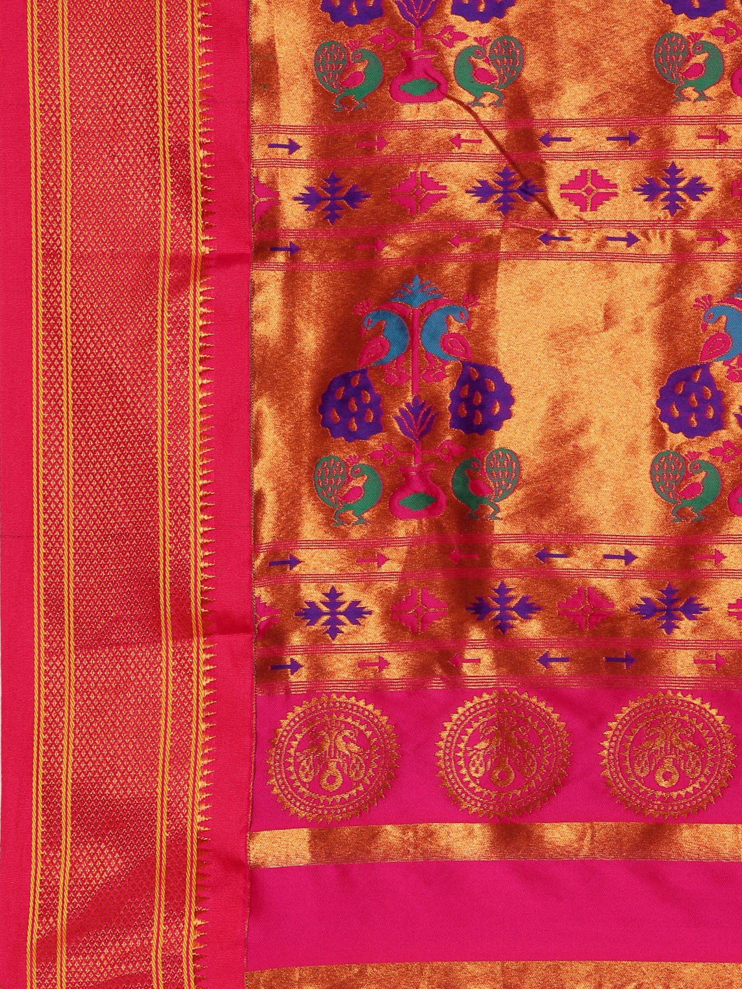 Neha Firozi & Pink Soft Silk Maharani Paithani Saree