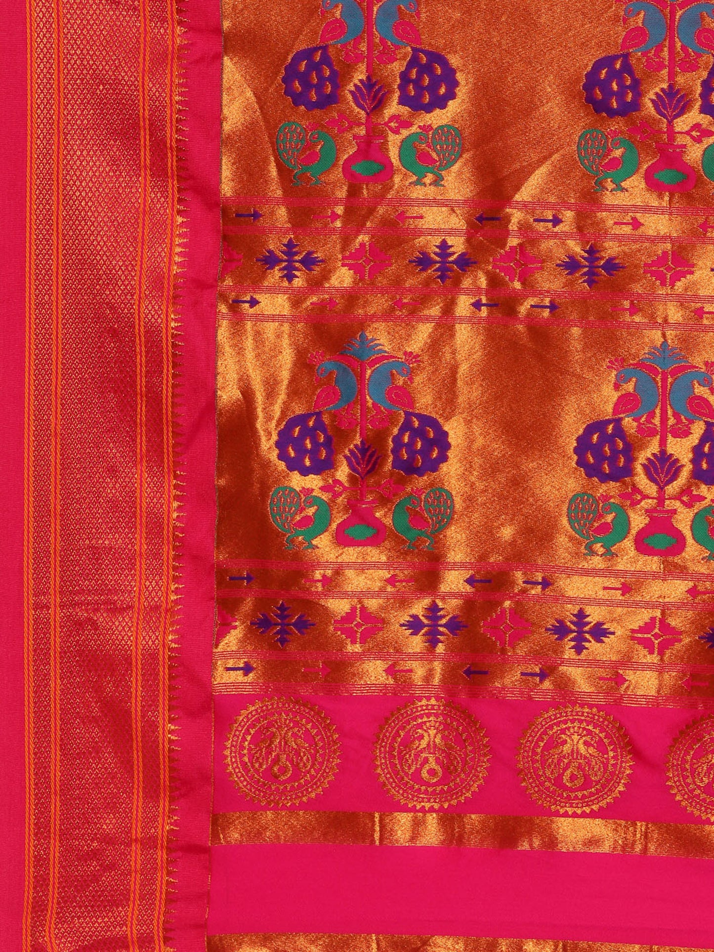 Neha Mustard & Pink Soft Silk Maharani Paithani Saree