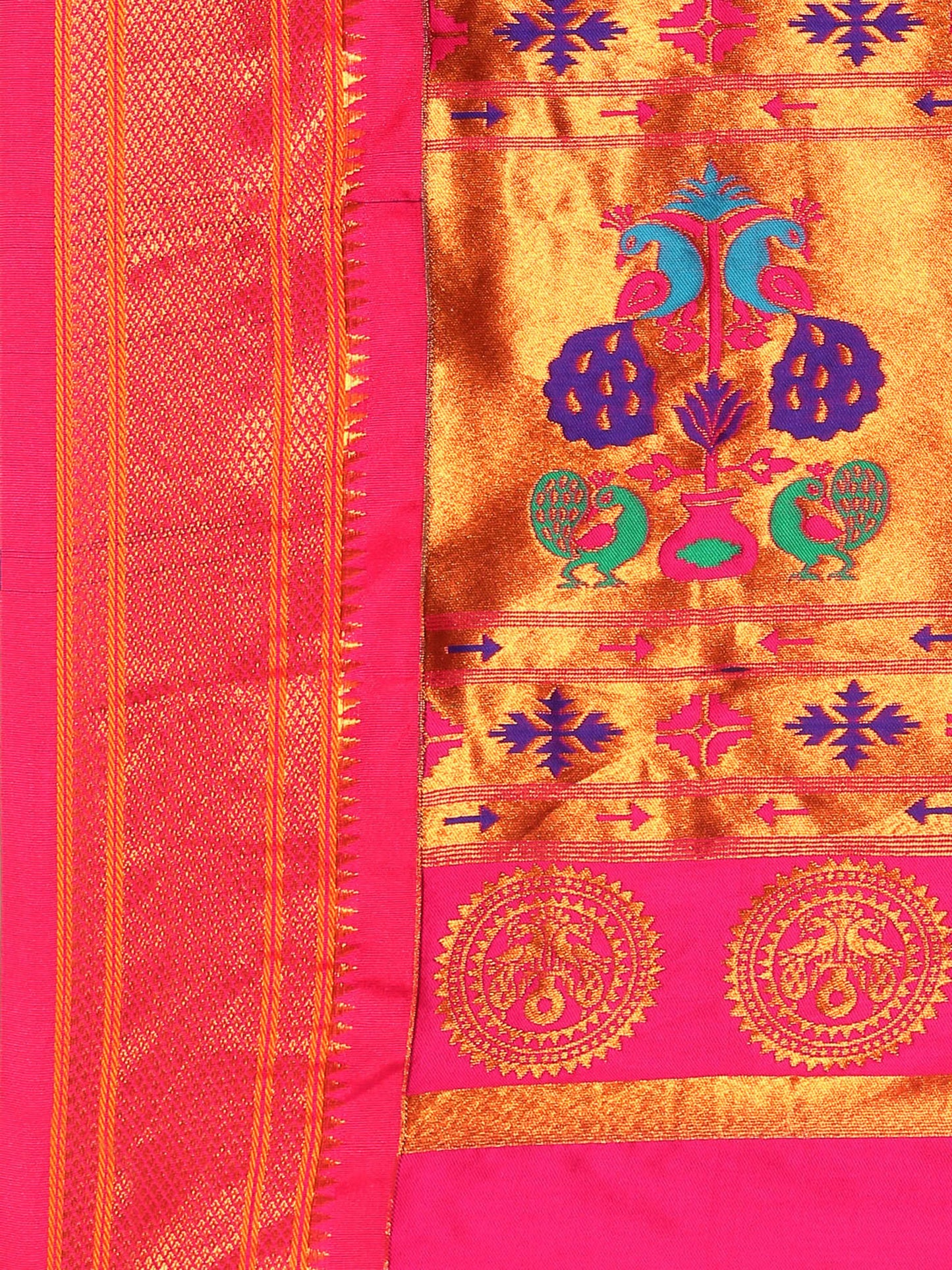 Neha Wine & Pink Soft Silk Maharani Paithani Saree
