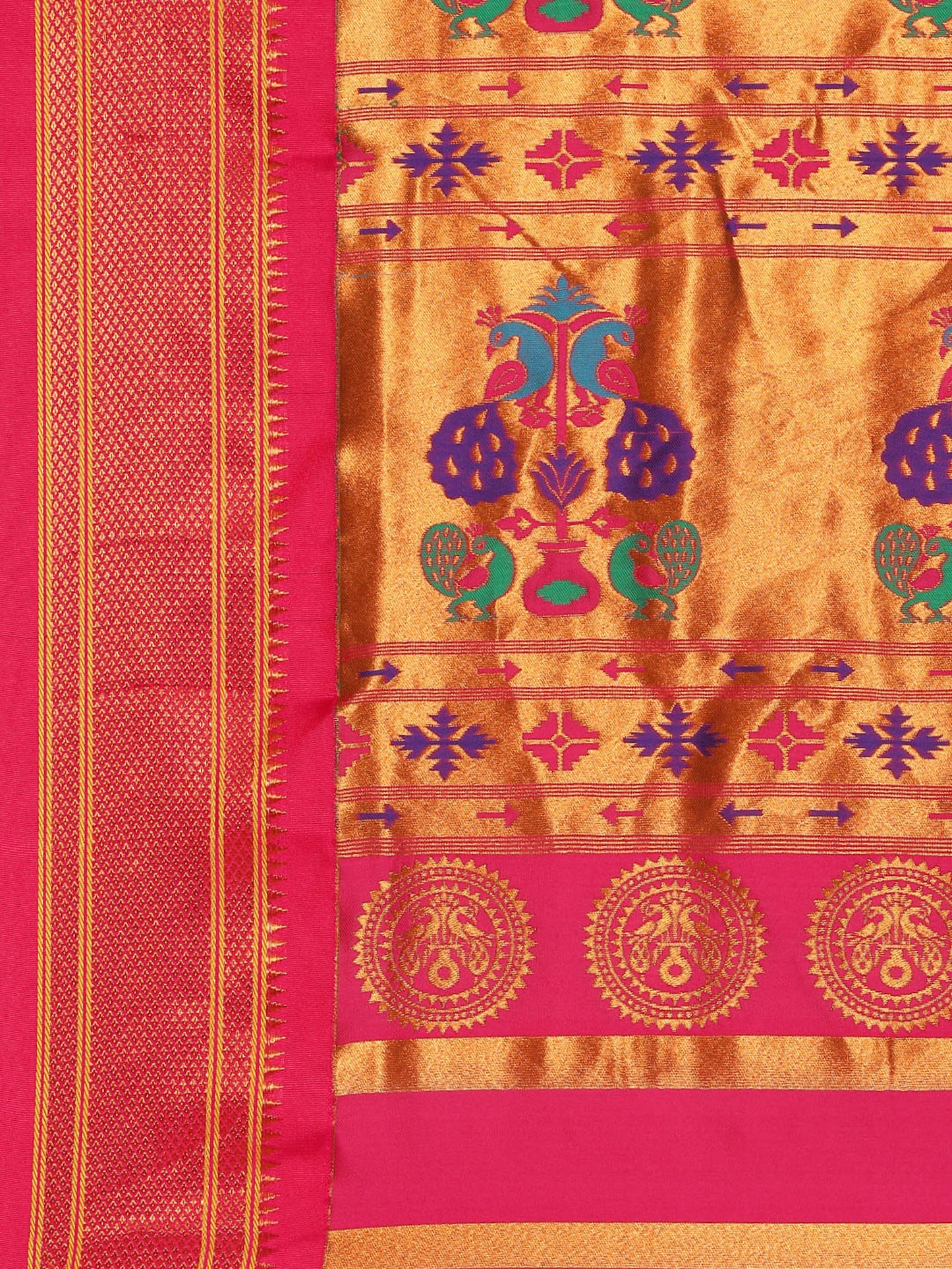 Neha Chintamani & Pink Soft Silk Maharani Paithani Saree