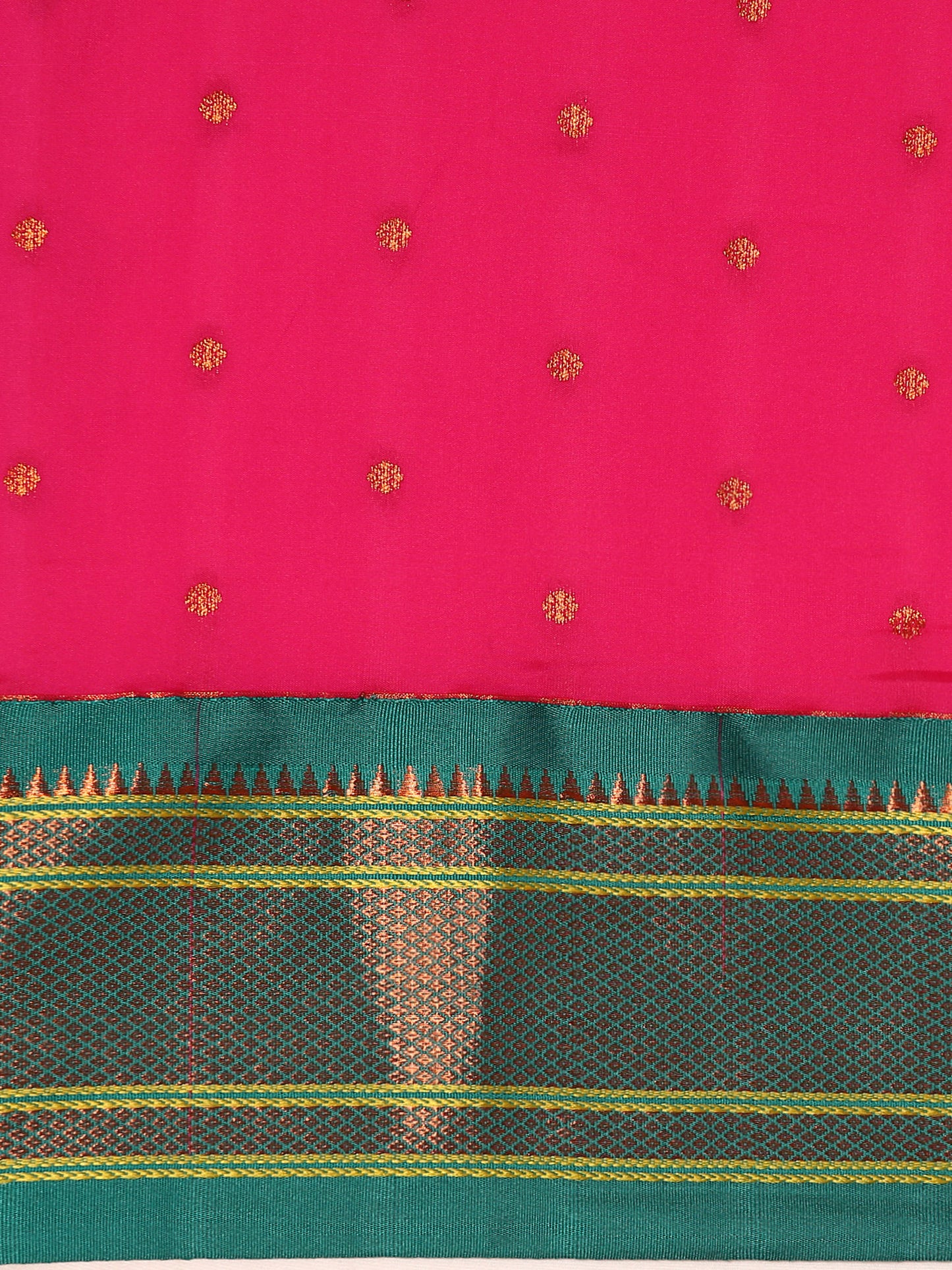 Neha Hot Pink & Rama Soft Silk Maharani Paithani Saree