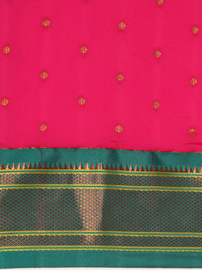 Neha Hot Pink & Rama Soft Silk Maharani Paithani Saree