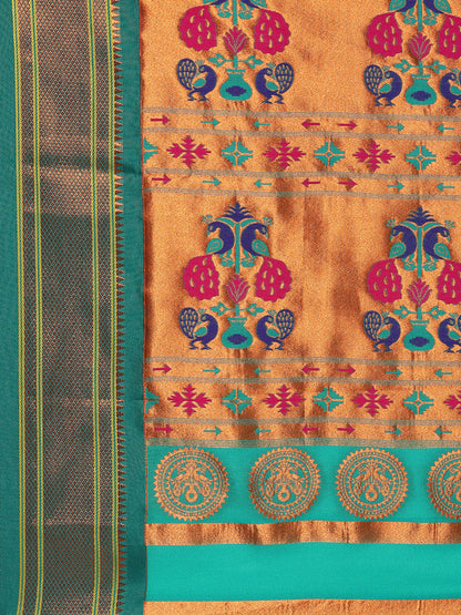 Neha Haldi & Rama Soft Silk Maharani Paithani Saree