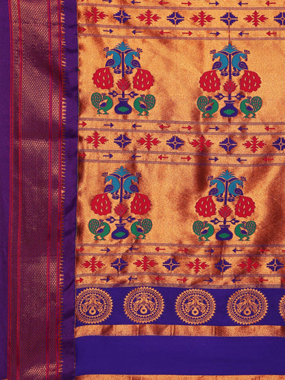 Neha Rama & Violet Soft Silk Maharani Paithani Saree