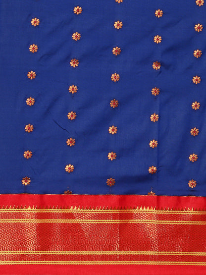 Gopi Royal Blue & Red Soft Silk Fancy Pallu Paithani Saree