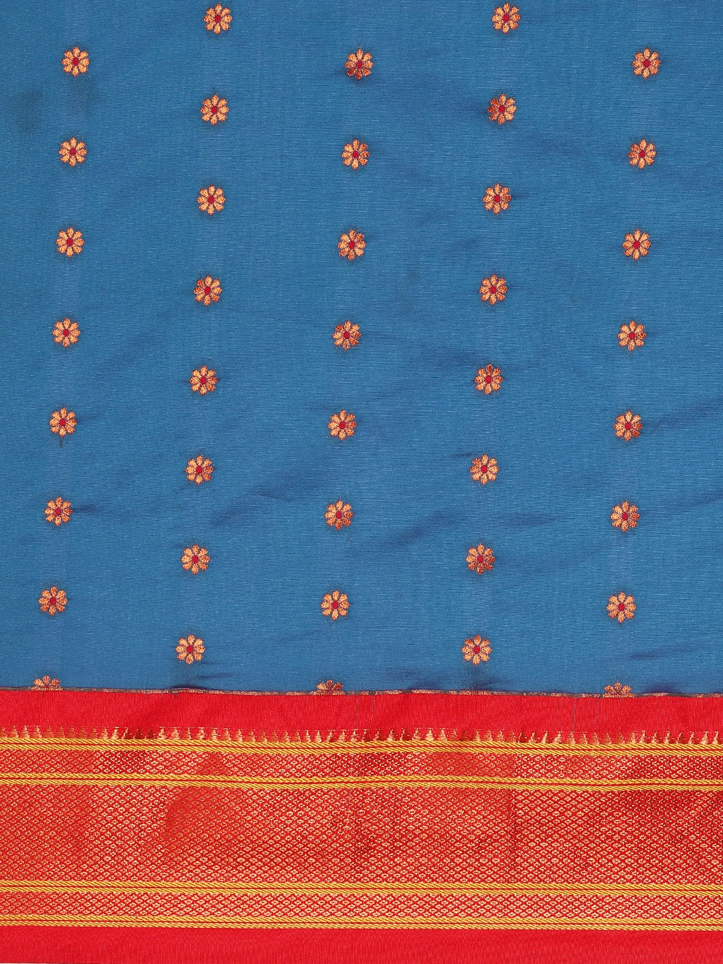 Gopi Firozi & Red Soft Silk Fancy Pallu Paithani Saree