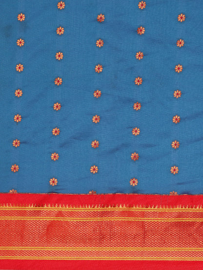 Gopi Firozi & Red Soft Silk Fancy Pallu Paithani Saree