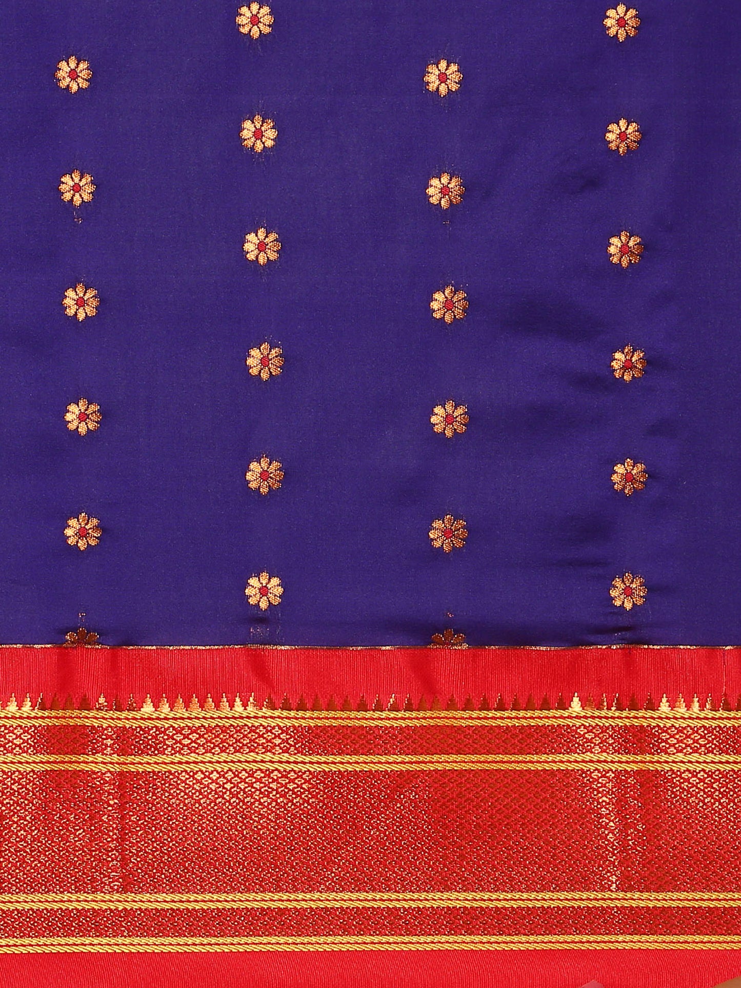 Gopi Indigo Blue & Red Soft Silk Fancy Pallu Paithani Saree