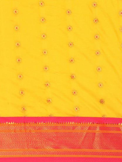 Gopi Mustard & Pink Soft Silk Fancy Pallu Paithani Saree