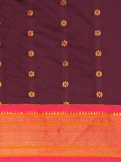 Gopi Wine & Pink Soft Silk Fancy Pallu Paithani Saree