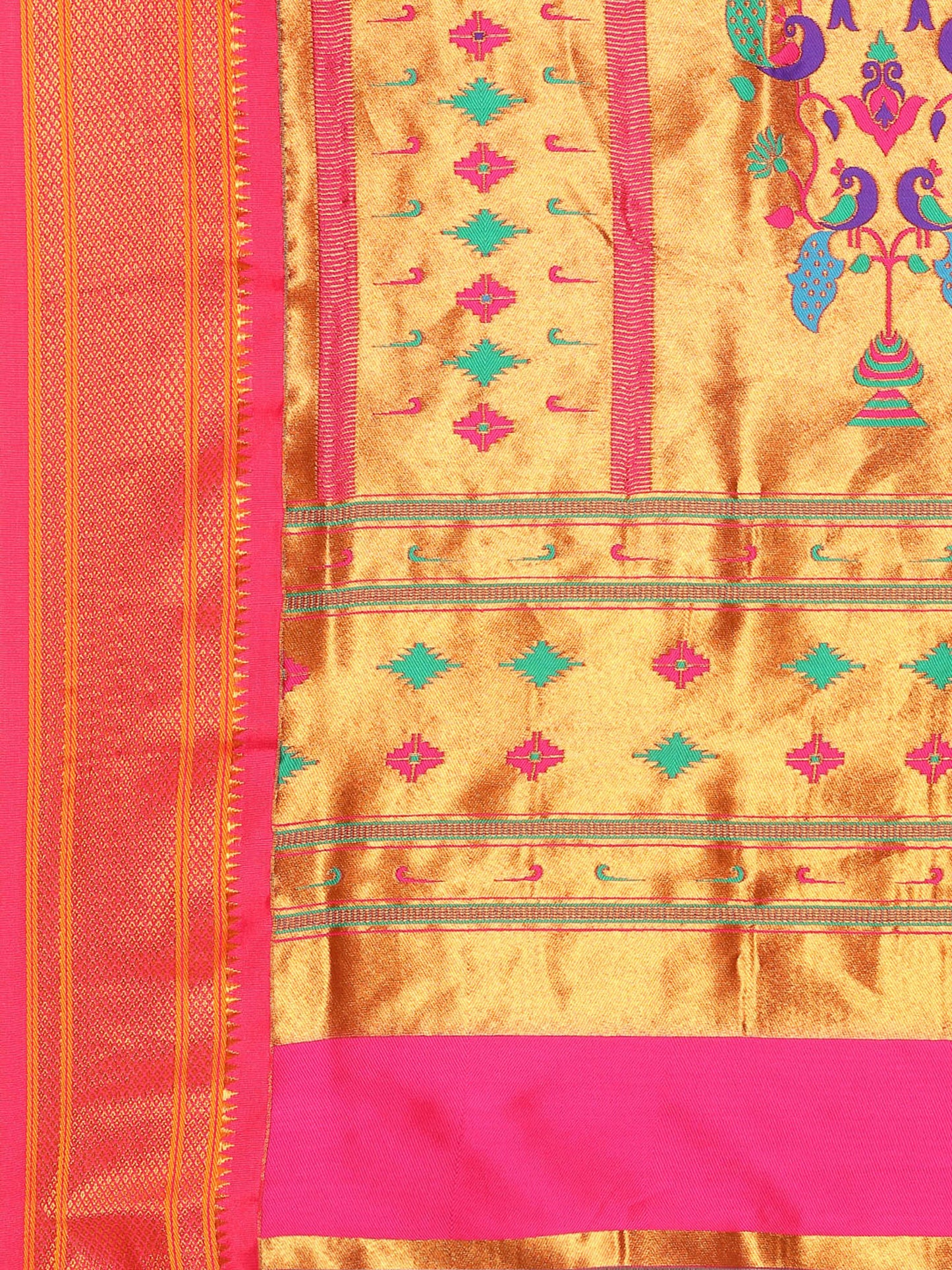 Gopi Wine & Pink Soft Silk Fancy Pallu Paithani Saree