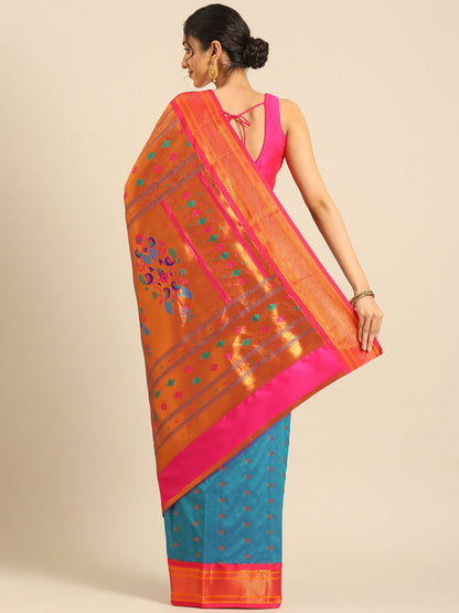 Gopi Rama & Pink Soft Silk Fancy Pallu Paithani Saree
