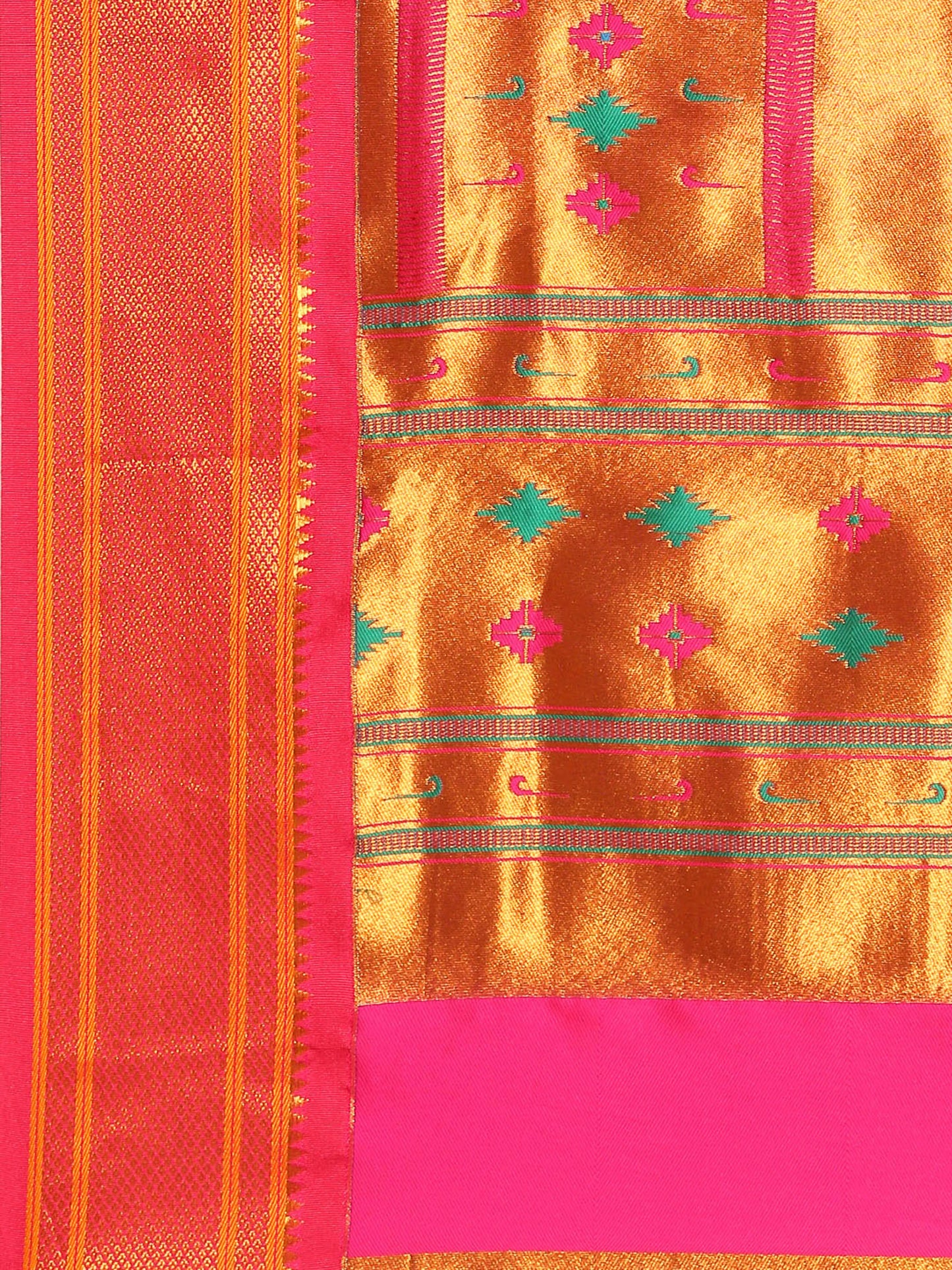 Gopi Rama & Pink Soft Silk Fancy Pallu Paithani Saree