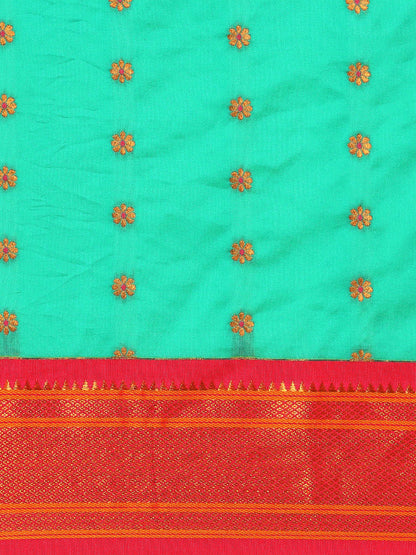 Gopi Sea Green & Pink Soft Silk Fancy Pallu Paithani Saree