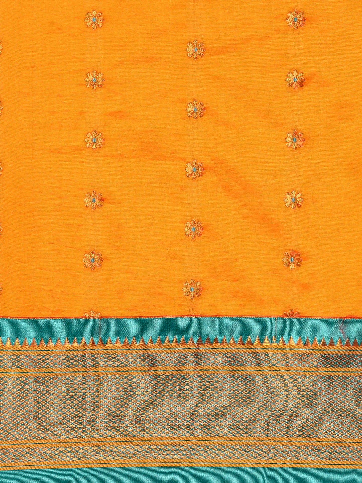 Muniya Paithani Saree Silk Blend with Zari Border and Peacock Pallu, Bridal, Festive ready, 5.5 Meter | Gopi Orange & Rama