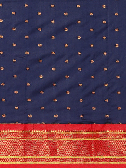 Rashmika Navy Blue & Red Soft Silk Double Pallu Paithani Saree