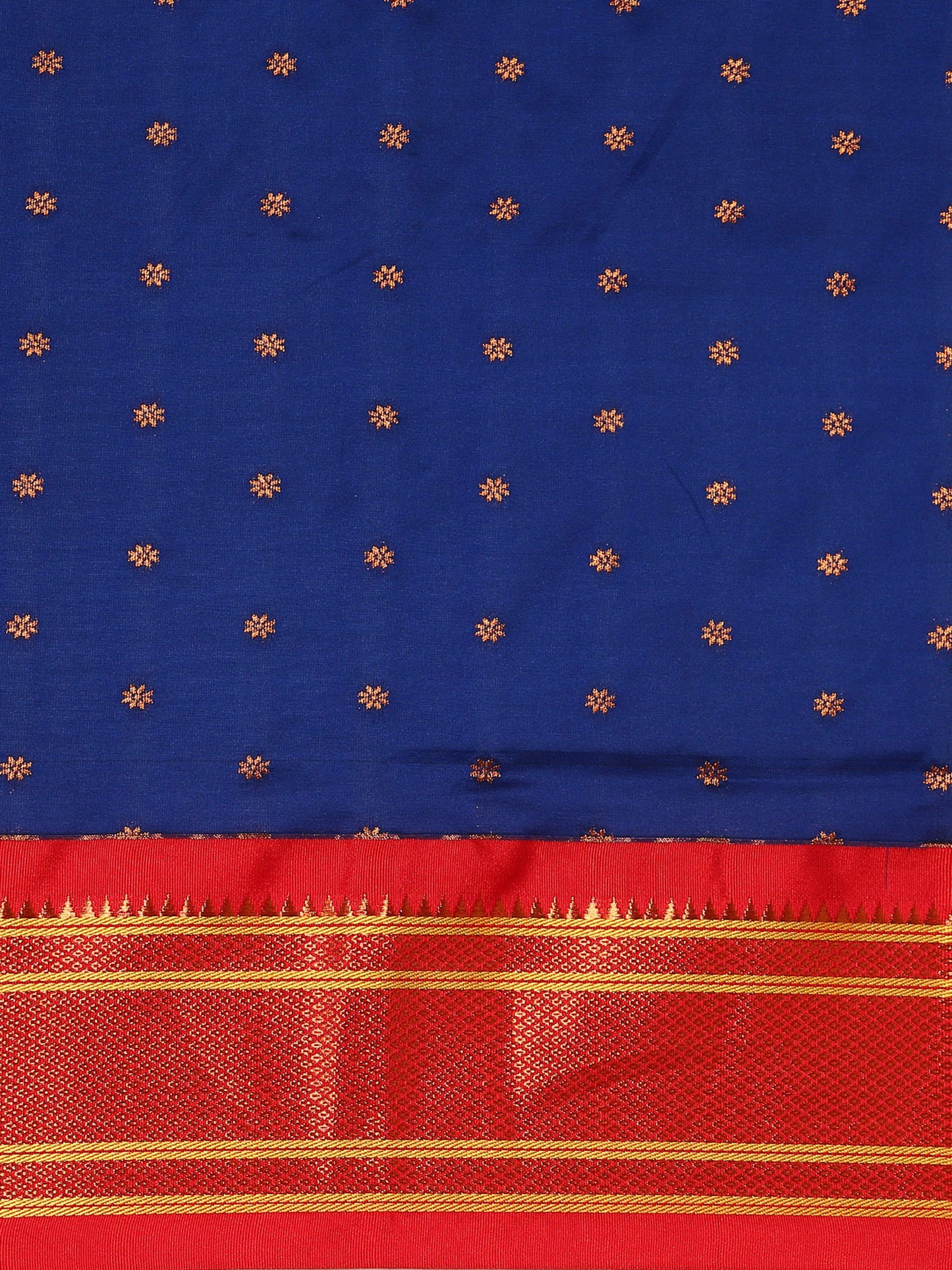 Rashmika Royal Blue & Red Soft Silk Double Pallu Paithani Saree