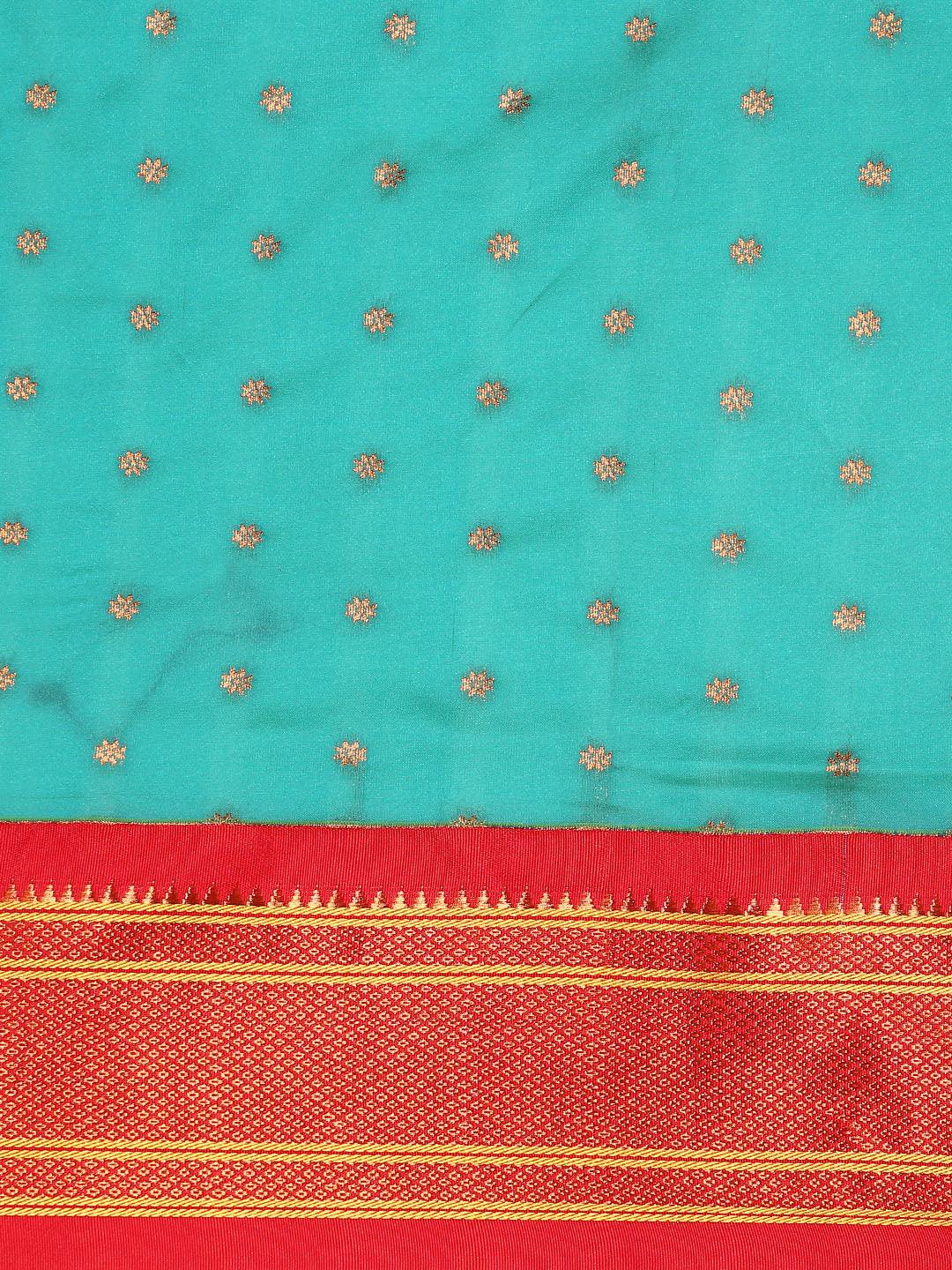            Rashmika Chintamani Blue & Red Soft Silk Double Pallu Paithani Saree     Varkala Silk Sarees