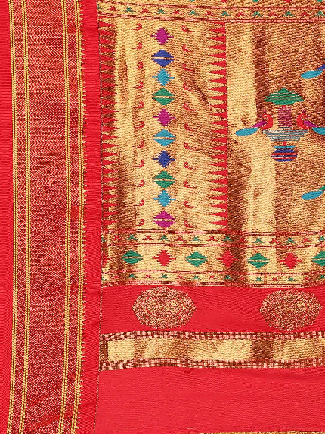           Rashmika Chintamani Blue & Red Soft Silk Double Pallu Paithani Saree     Varkala Silk Sarees